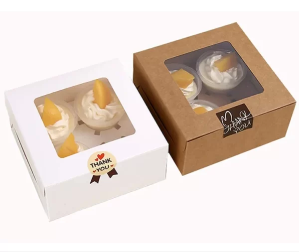 Customizable Kraft Paper Cupcake Boxes with Window