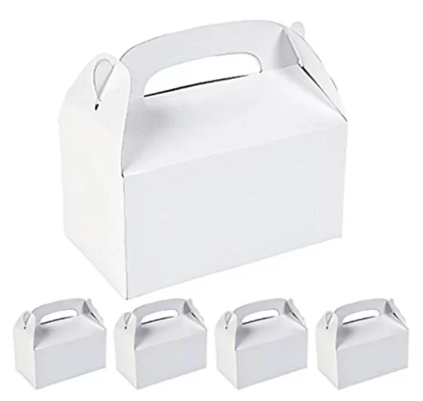 Assorted White Color Cardboard Favor Boxes Treat Bags for Children Birthday Party